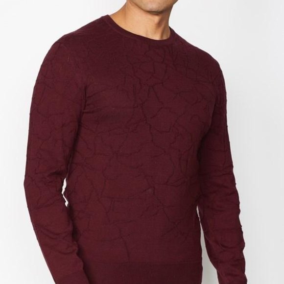 John Varvatos NWT Maroon Bristol Crack Stitch Crew Neck - Picture 1 of 5
